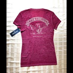 Women True Religion Vintage Buddha Slim V-neck tee